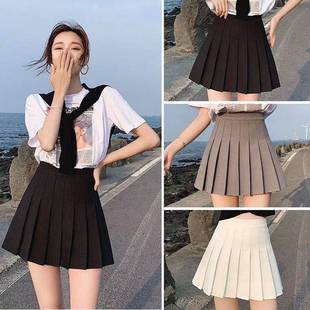 A- line Skirt Pleated Skirt 2022 Spring and Autumn Solid Color Student Skirt Hip Skirt Anti-exposure High Waist Skirt for Summer