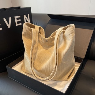 New Korean style casual large capacity shopping bag fashion corduroy canvas handbag simple retro shoulder bag