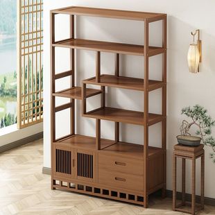 New Chinese-style Antique Rack Tea Room Storage Rack Tea Display Cabinet Non-solid Wood Partition Duobao Pavilion Living Room Ornaments Shelf