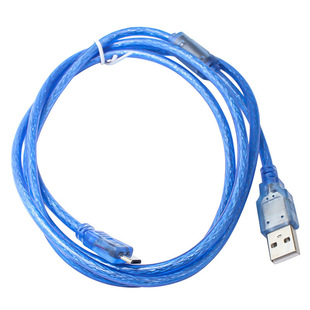 USB2.0 to micro data charging cable 0.3m-5m copper shielded with magnetic ring transparent blue Android