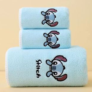 Cartoon coral velvet strawberry bear towel bath towel two-piece set household soft thick embroidery face towel absorbent towel set