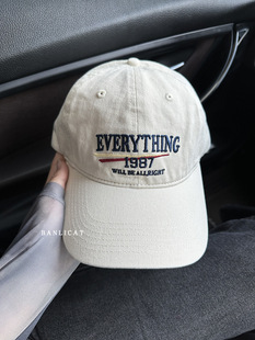 2025 New American Vintage Washed Cotton Embroidered Letters Baseball Hat Men's and Women's Wide Brim Showcase Small Cap