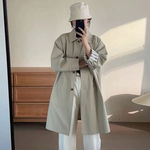 Foreign Trade Windbreaker Coat Women's 2024 Spring and Autumn New Stitching Japanese Tooling Simple Small Medium and Long Coat