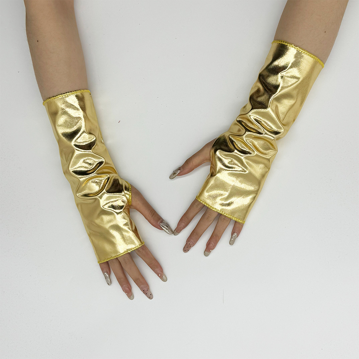 Patent leather short gloves Halloween gloves cosplay clothing gloves bright reflective coated leather gloves