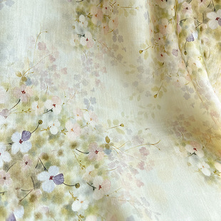 New Chinese Digital Printed Fabric Hydrangea Flower Acetate Tencel Fabric Cheongsam dress Top Hanfu Fabric