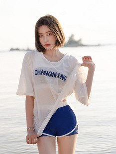 Sports swimsuit ladies conservative student three-piece swimsuit large size overshirt hot spring belly Polis wholesale