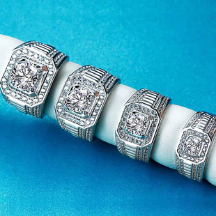 New personalized trend 1 karat micro-inlaid zircon creative fashion atmosphere men's business ring diamond ring
