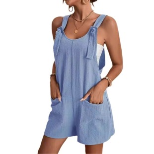 Cross-border 2024 European and American Women's Clothing Amazon Summer Casual Fashion Suspender Shorts Jumpsuit Women