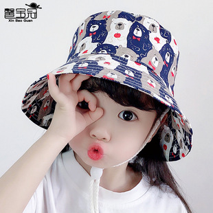 1014 Cotton Thin Baby Hat Spring and Summer Hat Animal Pattern Hat Children Sunscreen Fisherman Hat Men and Women Basin Hat New