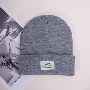 Korean Style Autumn and Winter New Knitted Woolen Hat Cloth Label Versatile Women's Cold-proof and Warm Cold Hat Men's ins Hip-hop Pullover Hat