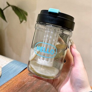 New high-value plastic cup simple tea separation tea drain flower cup student girl portable portable straws cup