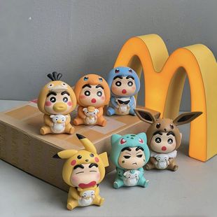 Crayon Xiao Xin cos Pikachu Cross-dressing Series Blind Box Hand-held Cartoon Trendy Play Doll Desktop Small Ornaments Gift