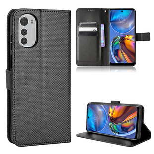 For Motorola E32 Mobile Phone Case Motorola E32S Mobile Phone Leather Case Diamond Pattern Flip Card Case
