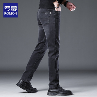 Romon Men's Jeans Spring 2025 New Explosions Straight Men's Pants Black Grey Elastic Casual Long Pants for Men