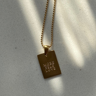Amazon Cross-border European and American ins Internet Celebrity Stainless Steel Jewelry Electroplated 18 Gold Square English Letter Pendant Necklace