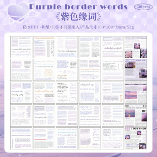 Drizzle shines transparent waterproof pet sticker book cross-border retro English buzzwords hand account decorative text sticker
