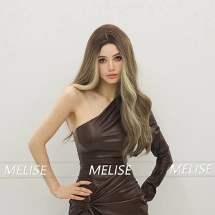 Cross-border new products in long curly hair fashion platinum highlights big wave curly hair European and American style bangs dyed full head wig