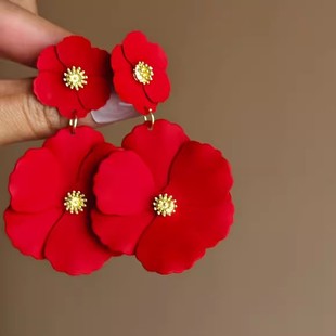 New Year Red Maillard All-match Earrings Women's 2025 New Explosions High-end Earrings Vintage Niche Unique Earrings