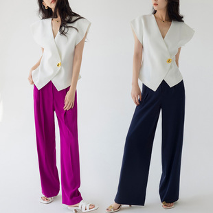 Vest Women's 2025 Summer New Distinctive V-neck Elegant Fashionable Shoulder Right Angle Shoulder Jacket