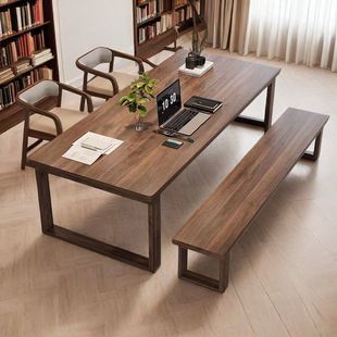 Solid Wood Large Board Table Desk Living Room Multi-person Reading and Learning Table Household Integrated Large Long Table Modern Simple Office Desk