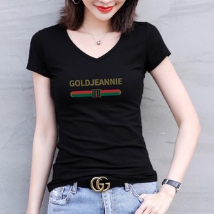 Black T-Shirt for Women, Summer New Style, Slim Fit, Short Style, Ins Korean Style Half-Sleeved Top for Women, Outer Wear, Sweetheart Collar