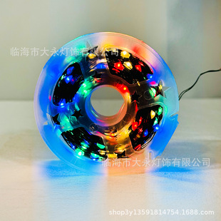 Cross-border eight-function remote control Christmas tree dark green copper wire lamp string stars green wreath decorative lights wholesale