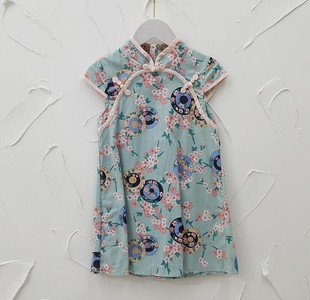 Children's clothing girls floral cheongsam Chinese style Korean baby thin skirt cotton short sleeve a Chinese clothing wholesale