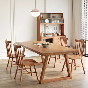 Solid Wood Dining Table Living Room Dining Table Long Table Home Workbench Homestay Log Table Rectangular Japanese-style Negotiation Table