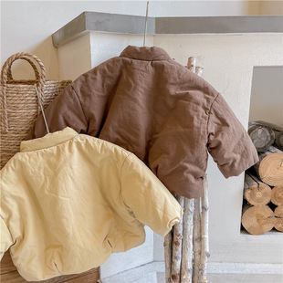 Children's Winter Quilted Jacket 2021 Winter Girls Korean Mori Solid Color Loose Collar Thickened Warm Cotton-padded Coat