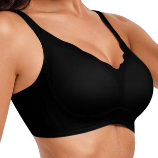 Cross-border foreign trade underwear women's soft support seamless jelly big chest small gathered plus size text bra thin anti-sagging