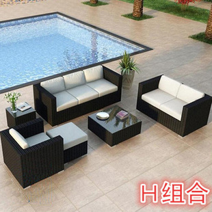Cross-border outdoor rattan sofa courtyard combination sun protection waterproof leisure double rattan chair coffee table outdoor table furniture