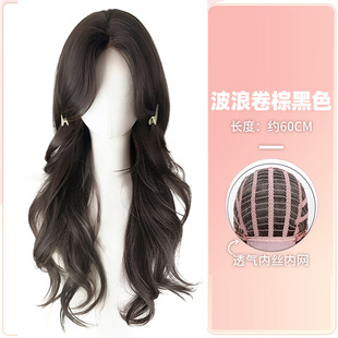 Wig Women's Long Hair Imitation Human Hair Headset Preface Lace Natural Mid-character Long Straight Hair Wig Full Headset