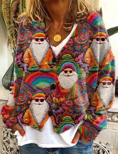 Foreign Trade Cross-border 2024 Amazon Foreign Trade New Christmas Abstract Printing Casual Cloak Coat Cardigan Sweater