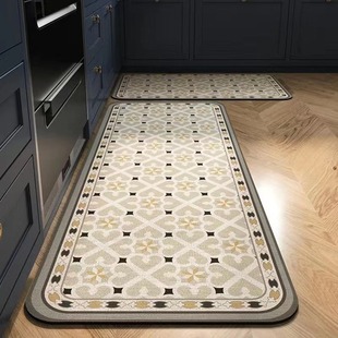 Simple Cross-border Kitchen Floor Mat Long Strip Water Absorbent Non-slip Dirt-resistant Easy-care Carpet Household Crystal Velvet Floor Mat suit