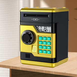 Cartoon Piggy Bank Simulation Fingerprint Induction ATM Password Box Music Light Automatic Roll Money Storage Coin Toy
