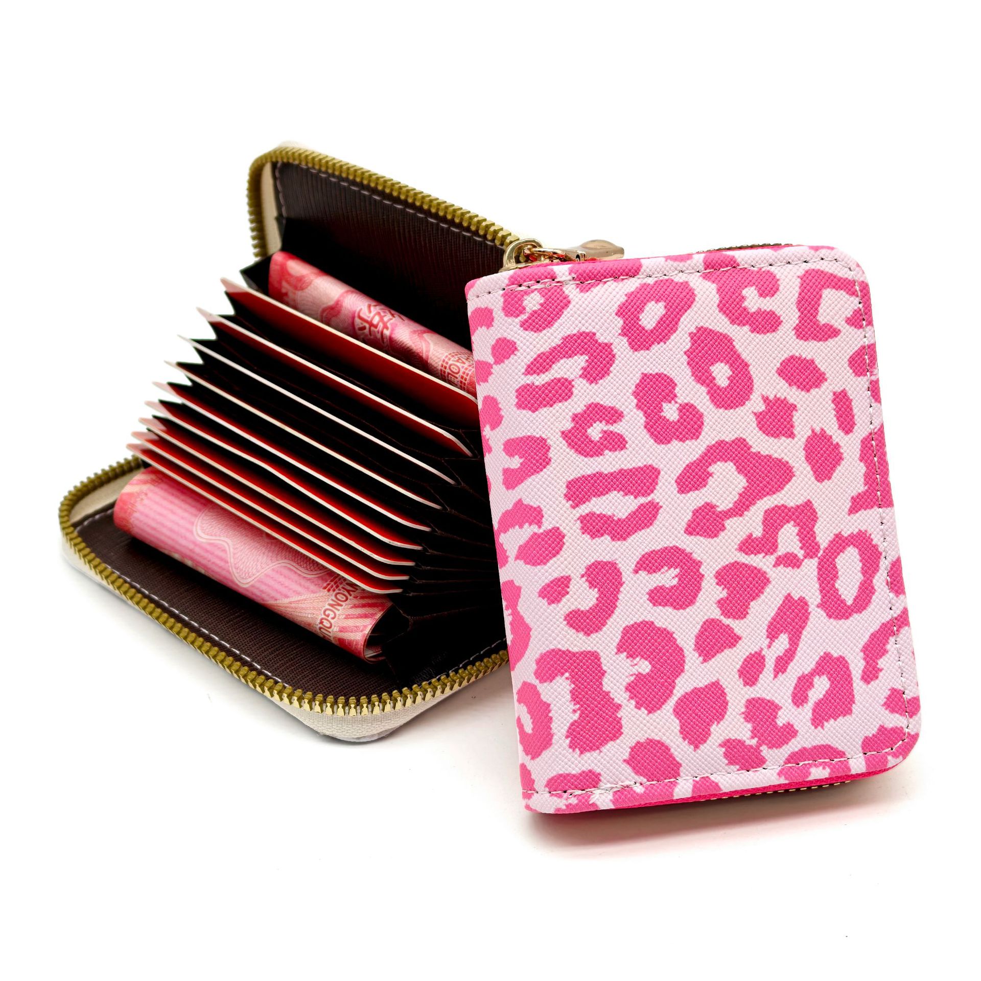 Cross-Border Leopard Print Card Holder for Women, Large Capacity, Multi-Functional Credit Card Holder, High-End Men's Zipper Wallet