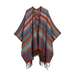 Retro Xinjiang Yunnan Vacation Shawl Warm Ethnic Jacquard Cape Travel Photo Wearing Scarf