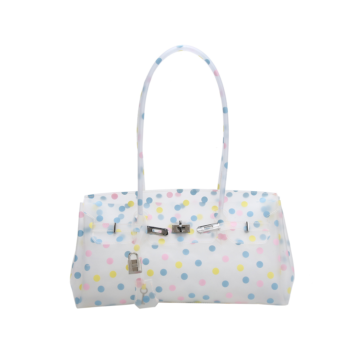 JellyFirkin handbag, TPU transparent jelly bag, shoulder bag, Kiikii's same style jelly bag, Birkin bag.