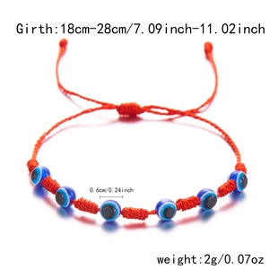 New 7 Knot Blue Devil's Eye Lucky Bracelet Hand-woven All-match Red Rope Spring and Autumn Couple Jewelry