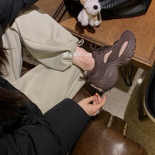 Autumn and Winter New Style Small Height Increasing Thick sneaker Women's Front Lace-up Color Matching Round Toe All-match Casual Shoes for Torre Women