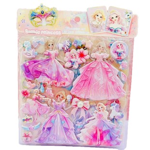Hibiscus Leather Double-layer Princess Dress-up Foam Sticker Children's Cartoon Three-dimensional Dress-up Sticker Girl's Creative Sticker