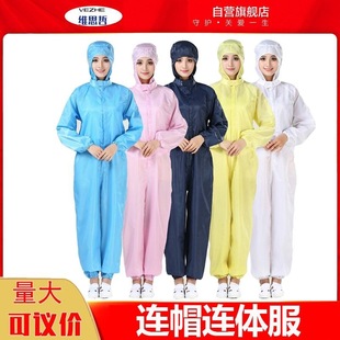 Anti-static Clothing Long Coat Clean Dust-proof Conjoined Dust-free Work Clothes Full Body Electrostatic Clothes for Men and Women Foxconn Electric
