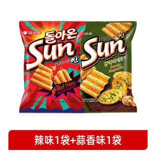 Korean Imported Food Orion Sun Corn Chips Spicy Garlic Flavor Wavy Potato Chips Trendy Puffed Snacks