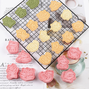 Kitten Biscuit Mold Plastic 3D Three-dimensional Home Cake Mold Press Baking Cake Animal Cookie Seal