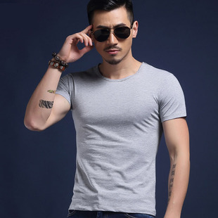 Summer men's short sleeve T-shirt youth color V-neck bottoming shirt men's clothing overalls wholesale