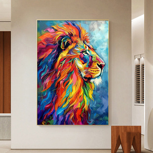 African Lion American Light Luxury Living Room Decorative Painting Lion Oil Painting Entrance Study High-end Art Hanging Painting Floor Painting