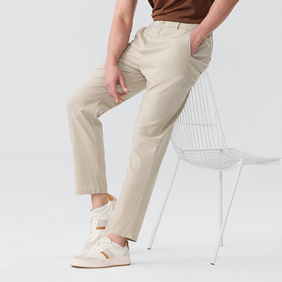 Tencel Lyocell Men's Casual Pants Cold Thin Ice Silk Pants 2025 Summer Youth Morning Commuter Pants