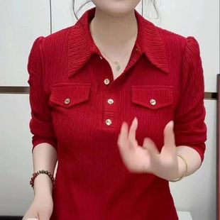 2025 Base Elegant Collar Half-open Shirt Stylish All-match Spring Women's High-end Fashionable Elegant Slim-fit Top