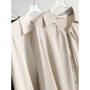In stock factory wholesale calm posture romantic "Bright Moon streamer" design acetate drape V-neck shirt