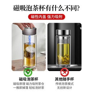 Simple magnetic suction glass cup high temperature resistant magnetic bomb bubble cup tea separation cup advertising cup gift cup wholesale